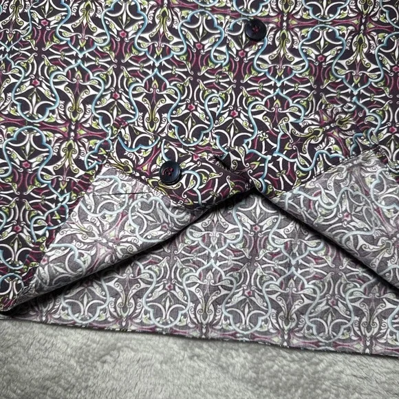 SIGNUM Mens‎ Geometric Abstract Pattern Multicolor Shirt 2XL XXL Cotton - Picture 5 of 13